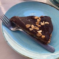Peanut chocolate caramel cake - like a big vegan gf snickers  at The Therapist - LxFactory in Lisbon