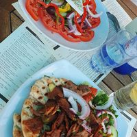 Vegan yorps and feta salad at Apollon in Corfu