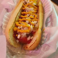 "Regular" Hot Dog-- delicious! at Jim Dandy Restaurant  in Portland