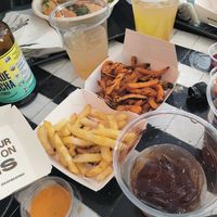 Fries, sauces and beverages at Beatnic - Williamsburg in Brooklyn