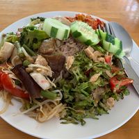 50 baht meal with brown rice, very healthy at Vegetarian Food Ratsamitham Foundation in Chiang Mai