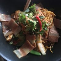Singapore Noodles with faken bacon at Lime in Galway