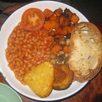 Full vegan breakfast at Trof NQ in Manchester