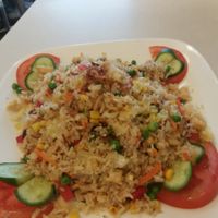 Combination veggies and rice at Loving Lien in Cabramatta