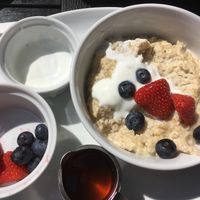 Superrrr! Porridge pat with fruit and soyyohurt #mmmm at Moose Coffee in Manchester