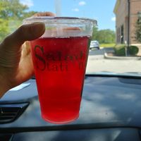 $2.00 Hibiscus Strawberry 🌺 🍓 Refresca: Good flavor, sweet but not too sweet at The Salad Station in Hammond