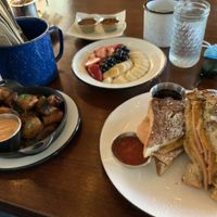 Monte Cristo fruit and breakfast potatoes   at The Wild Chive in Long Beach