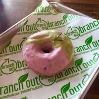 Vegan donut so moist and creamy! Sweet glaze. $2.50 at Branch Out in Paducah
