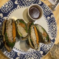 Korean seasonal dish- very good, dipping sauce is on point  at Helecho in Medellin