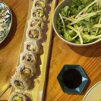 Tempura roll and salad  at Helecho in Medellin