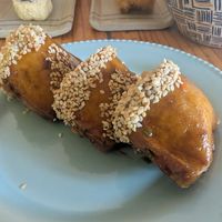 Tofu pockets stuffed with delicious rice with fresh veg at Helecho in Medellin