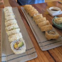 Tempura roll and golden roll at Helecho in Medellin