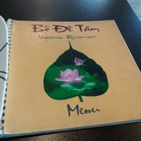 Menu at Bo De Tam Nha Hang Chay in Cabramatta