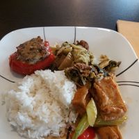 My rice and 3 veggies at Bo De Tam Nha Hang Chay in Cabramatta