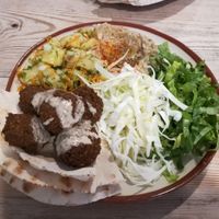 Falafel plate with potatoes at The Chickpea in Crete