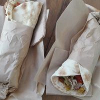 Falafel in compostable package at The Chickpea in Crete