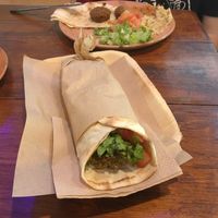 Falafel wrap and open plate at The Chickpea in Crete