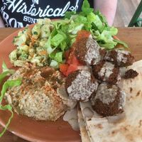 Falafel open plate at The Chickpea in Crete