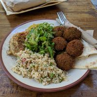 Falafel vegan open plate at The Chickpea in Crete