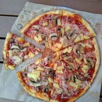 vegan cheese, mushroom, and pineapple  at Blaze Pizza in Mason