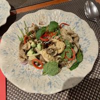 Tamarind mushrooms & greens  at Giggling Squid in Horsham