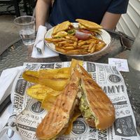 Front is my vegan 🌱 cubano with plantain tajadas, back is my Omni friend’s meal which could be customized with vegan options if wanted.  at Casa Yari in Chicago