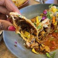 inside vegan empanada   at Casa Yari in Chicago