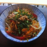 Sweet potato noodles with veggies and shiitake at Bada in Berlin