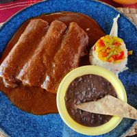 Vegan enchiladas de mole at Mi Loreto in Loreto