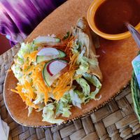 Vegan potato tacos (ask for additional veggies inside) at Mi Loreto in Loreto