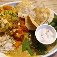 Squash and cauliflower pasanda at The Walnut Tree in Eye