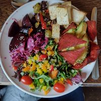 The enormous and delicious Buddha Bowl. at The Walnut Tree in Eye