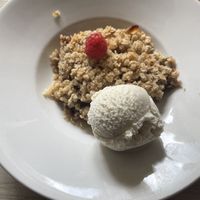 Apple, Oat and rhubarb crumble   at The Walnut Tree in Eye