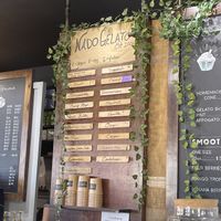 gelato flavors (from that day, it rotates) with vegan options labeled   at Nado Gelato in Coronado