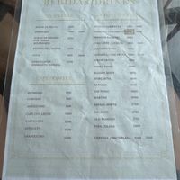 Menu at Azucar Lounge in Havana