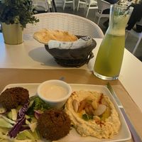 Libanese bread and limonade, falafel and hummus to die for  at Alamir in Tenerife