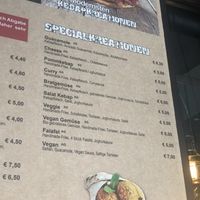Veggie/vegan options at Kebap Mann in Innsbruck