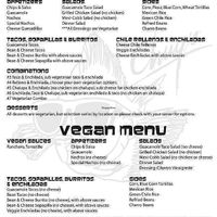 Vegetarian/vegan menu   at Chuy's in San Antonio