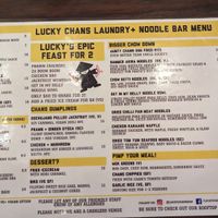 Menu as of 28/04/2023 at Lucky Chan's Laundry and Noodle Bar in Northbridge