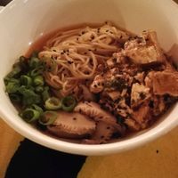 2. send me noodz (vo, gfo)
wheat noodles, brothless, mixed through with dragon sauce and garlic oil. we chose shitake shrooms and tofu.
 at Lucky Chan's Laundry and Noodle Bar in Northbridge