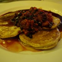 Vegan pancakes with berries and maple syrup  at The Fat Cyclist Cafe in Stirling