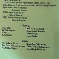 Separate vegan menu - back at Gooseberries in St Louis