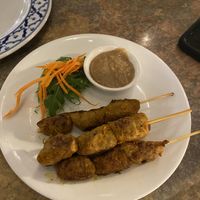 Satay skewers with peanut sauce  at Siam Purity in Broadbeach
