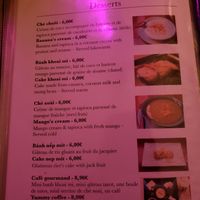 Dessert Menu at La Palanche d'Aulac in Paris