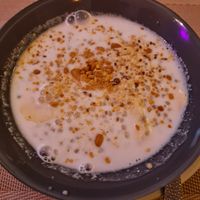 Dessert tapioca lait de coco banane at La Palanche d'Aulac in Paris