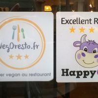 stickers on the door at La Palanche d'Aulac in Paris