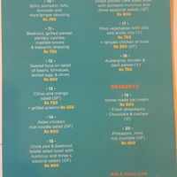 The menu at Milk & Honey Cafe in Colombo