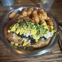 Tostadas. Subbed tofu for eggs, and vegan cheese for queso.   at Brix in Cortland