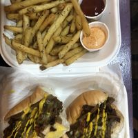 Philly Cheesesteak Sandwich with Thyme Fries at Jake's Vegan Steaks in North London