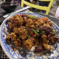 Pekan cauliflower nice and crispy batter   at Duck Duck Goat in Chicago